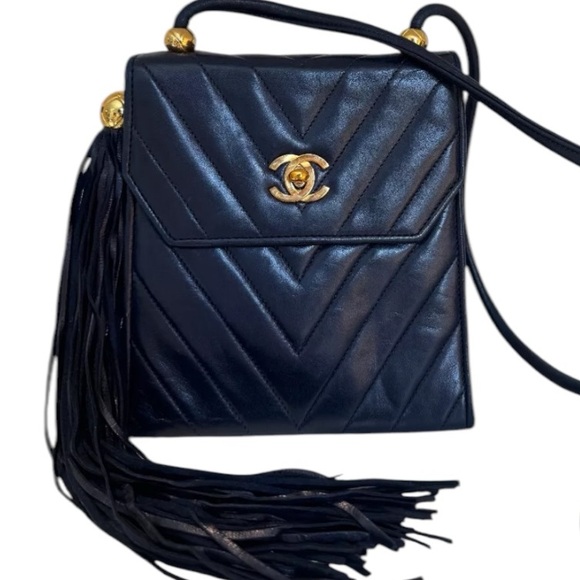 CHANEL CC LAMBSKIN LEATHER MINI FLAP BAG NAVY GHW - Picture 1 of 9